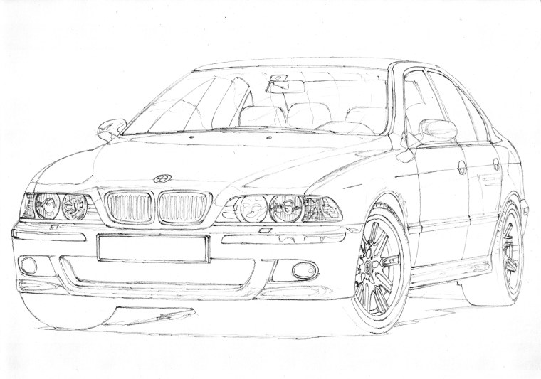 BMW e39 карандашом