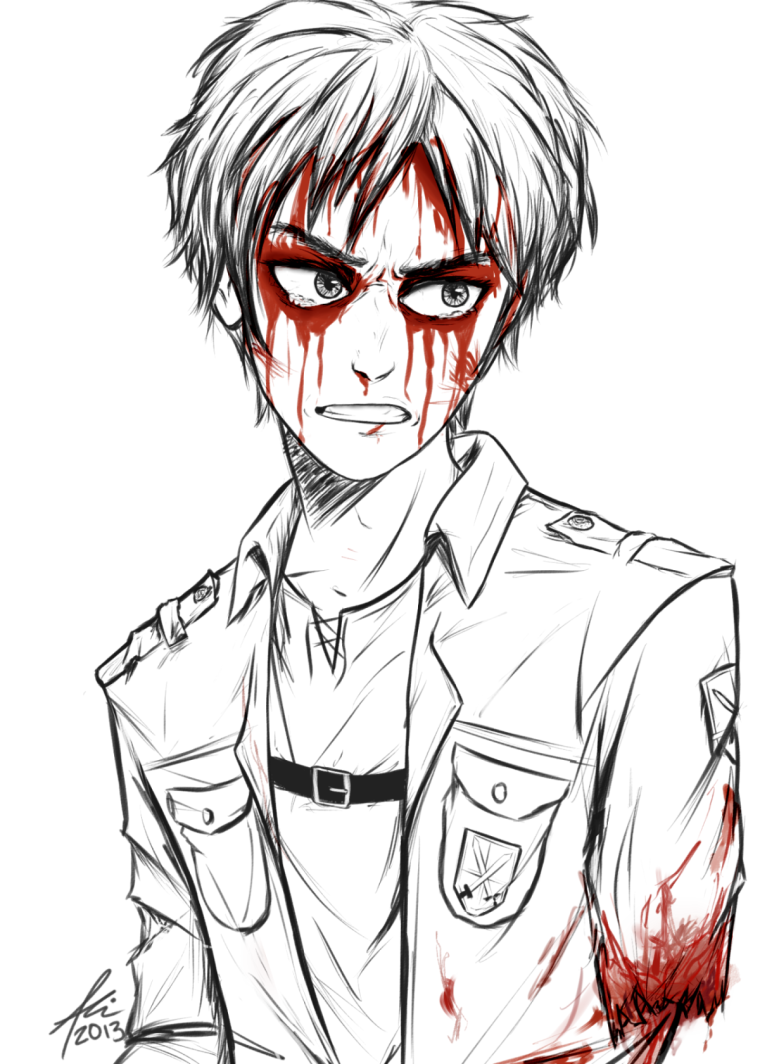 Эрен Йегер черно белый