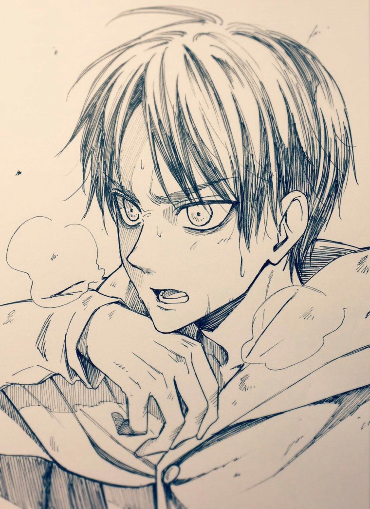 Эрен Йегер черно белый