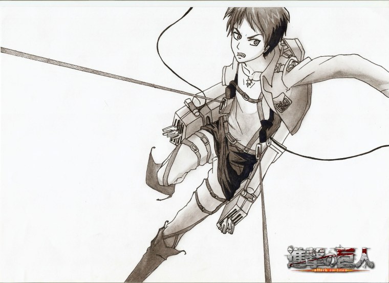 Эрен Йегер в полный рост с хвостиком