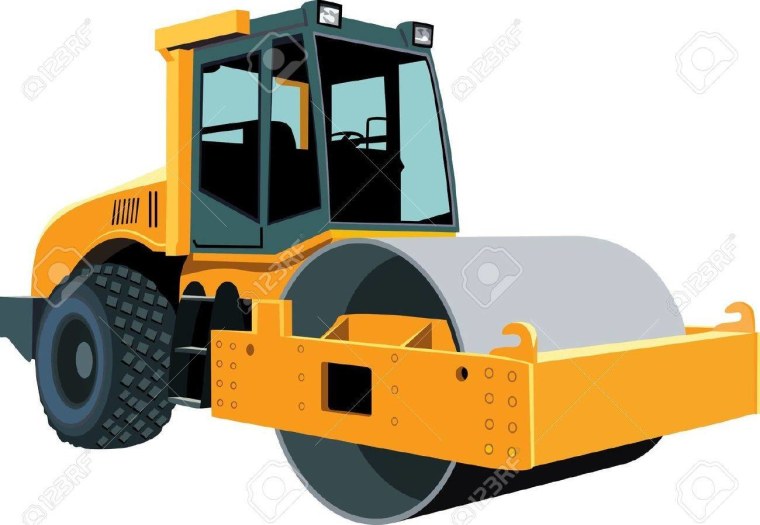 Каток асфальтовый на белом фоне