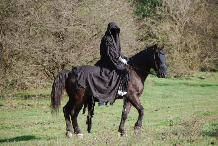 Всадник в плаще на коне