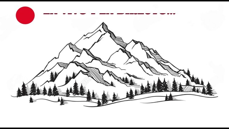 Горный пейзаж контур