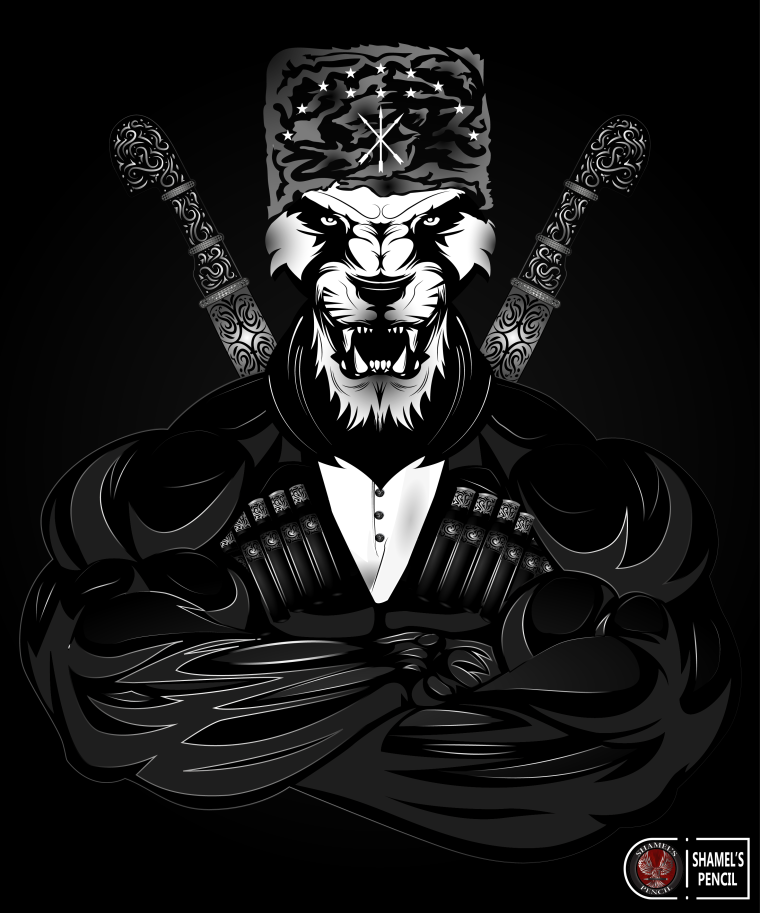 Джигит на черном фоне