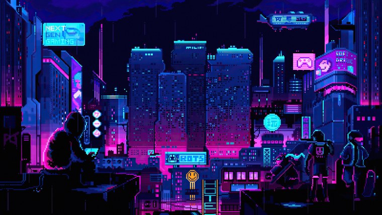 Пиксельный киберпанк город / Pixel Cyberpunk City