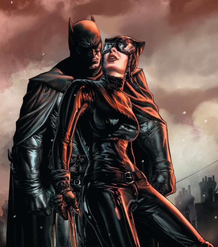 Бэтмен и женщина кошка комикс арт