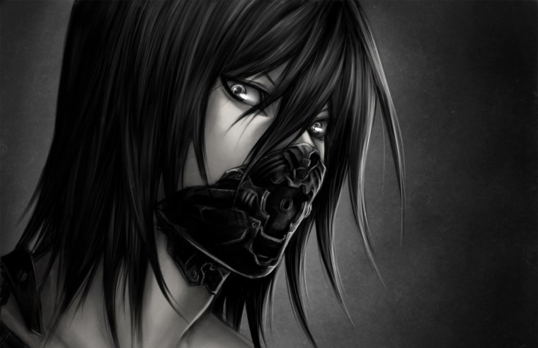 Аниме девушка в маске