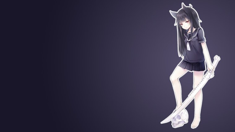 Кошкодевочки на черном фоне