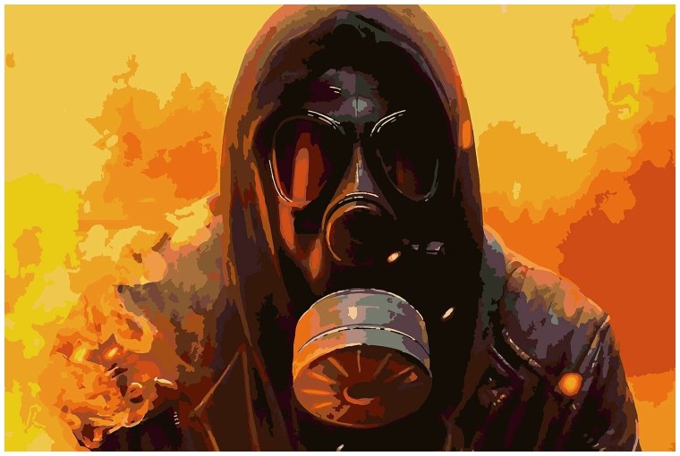 Сталкер в противогазе ГП 5