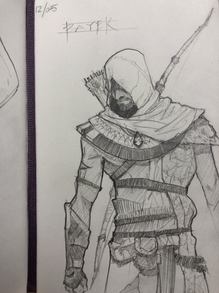 Рисунки цветным карандашом ассасин