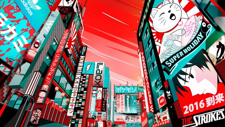 Япония Акихабара неон