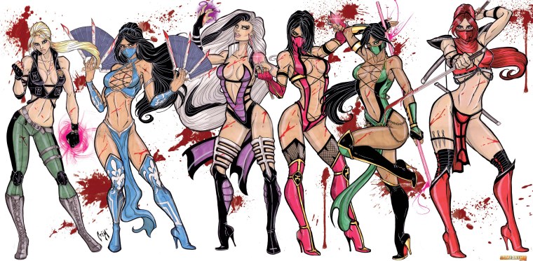 Милена Китана и Джейд и Скарлет из мортал комбат