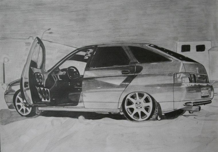 ВАЗ 2112 купе карандашом