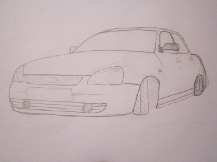 Нарисованная Приора спереди