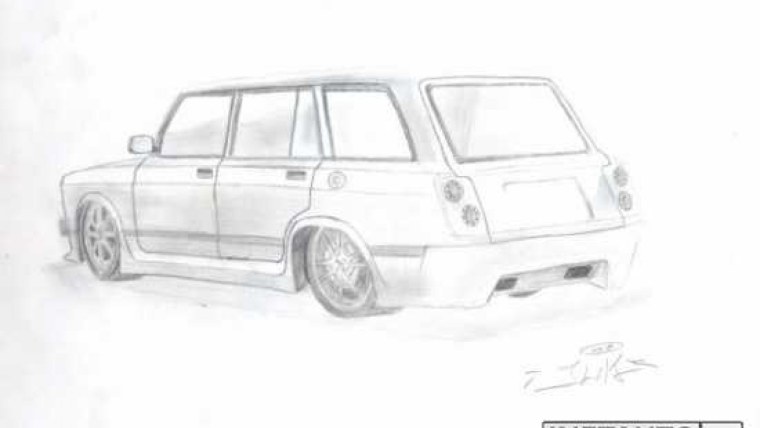 ВАЗ 2107 рисунок карандашом сбоку легко