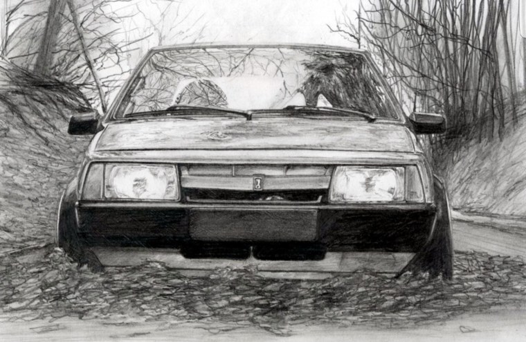 ВАЗ 2108 спереди карандашом