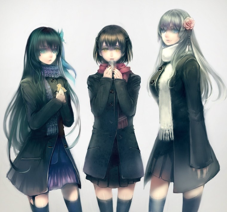 Три девушки аниме арт