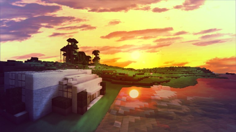 Пейзаж в стиле майнкрафт