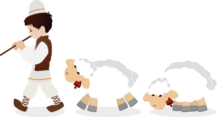 Пастух на белом фоне