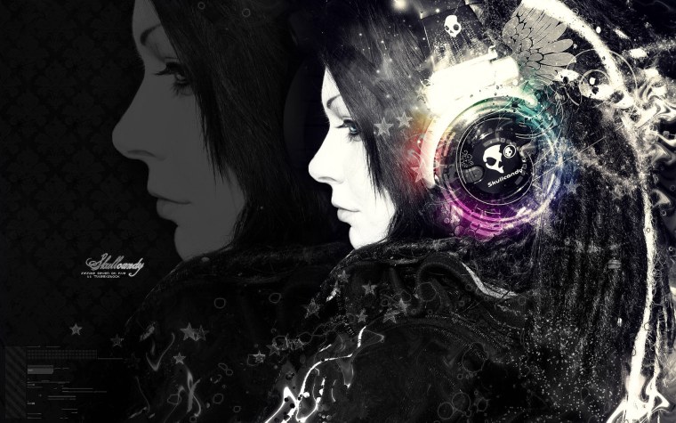 Девушка в наушниках обои