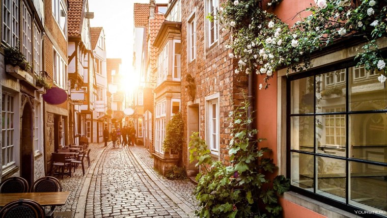 Улочки Лондона осень кафе