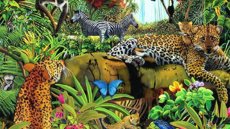 Дикие животные в джунглях для детей