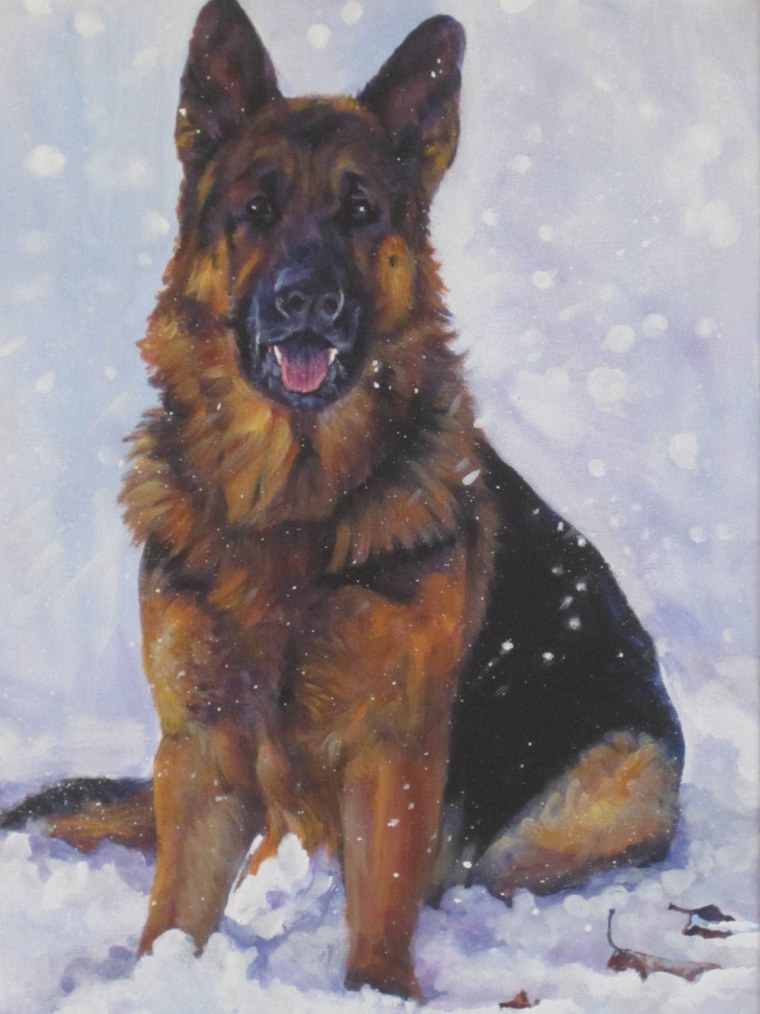 Немецкая овчарка Мухтар арт лежит