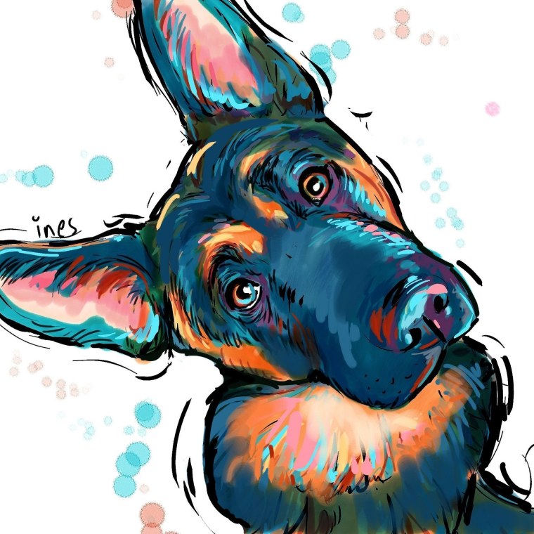 Овчарка в мультяшном стиле