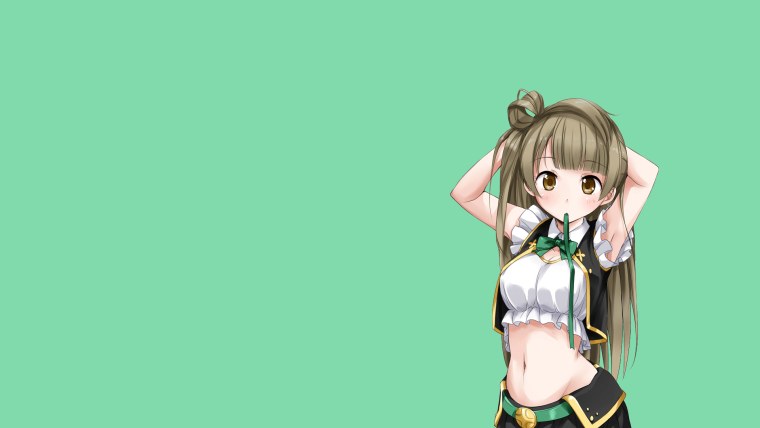 Аниме девушка на зеленом фоне