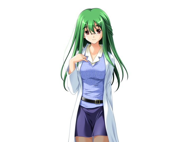 Анимешная девочка на зеленом фоне