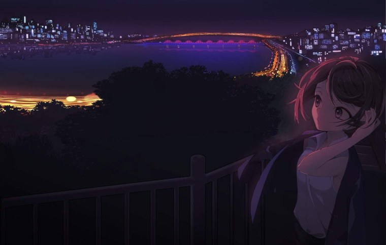 Аниме девушка ночь