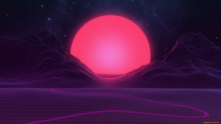 Ретровейв горы неон