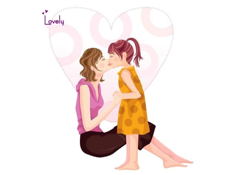 Мультяшная девушка с ребенком