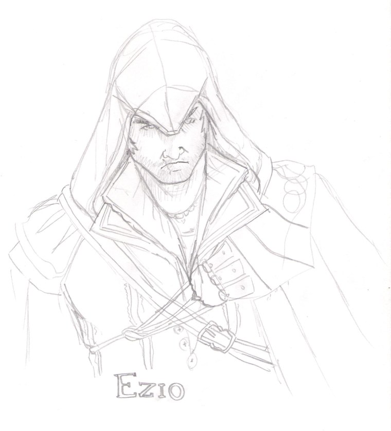 Ассасин рисунок карандашом для срисовки