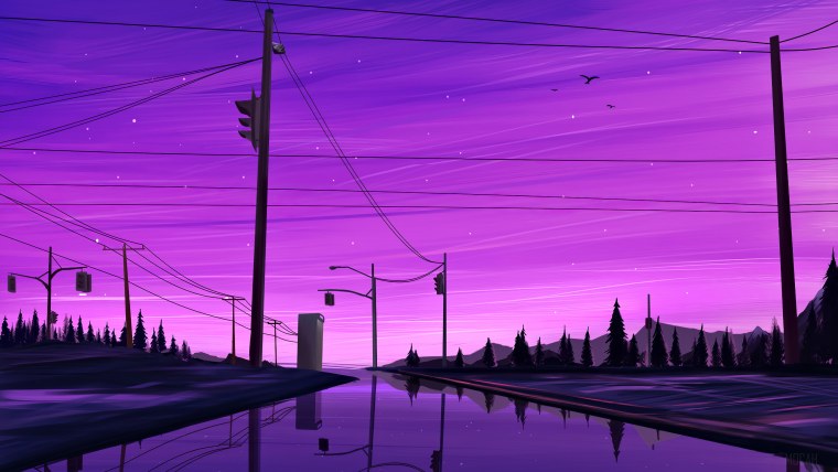 Красный лес в тумане