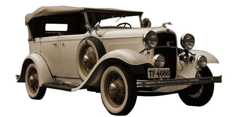 Ретро автомобиль на белом фоне