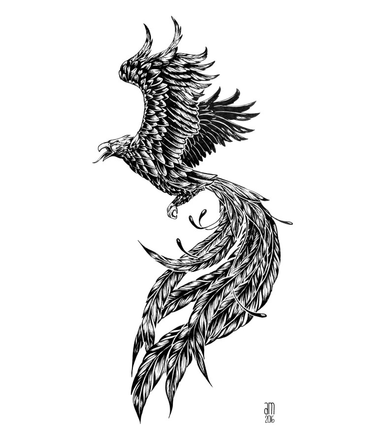 Феникс тату Графика