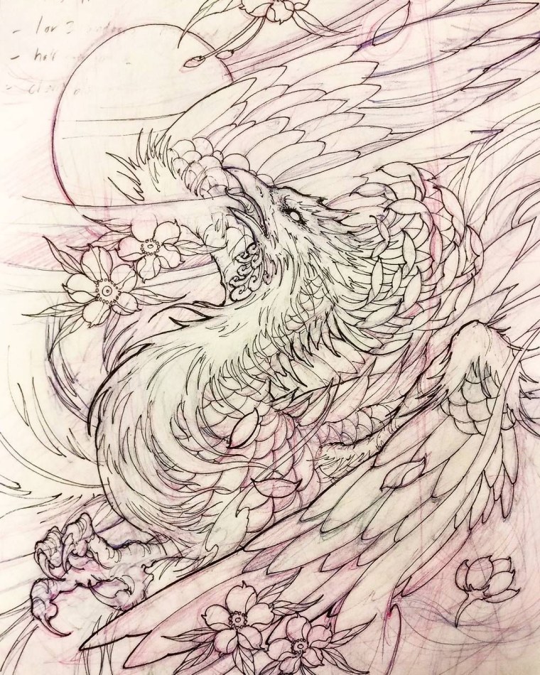 Тату эскизы трайбл Феникс