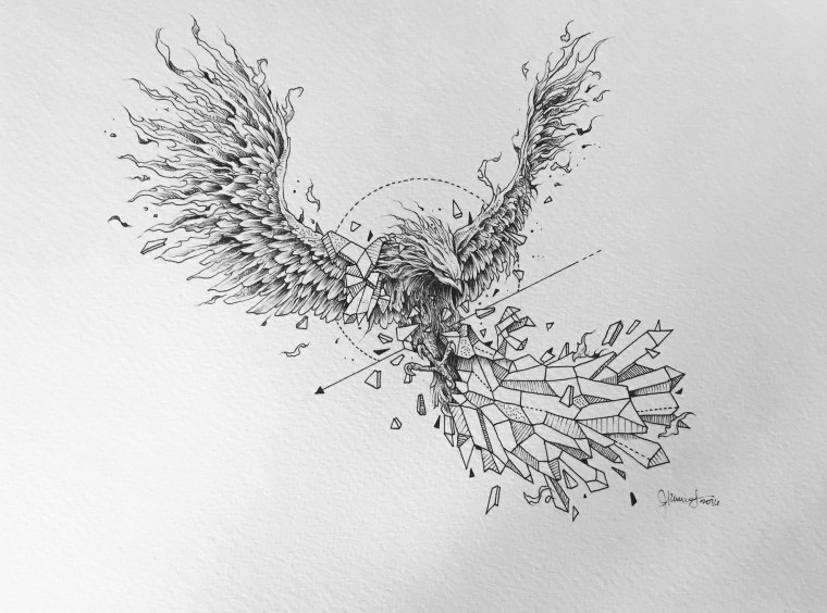 Феникс трэш полька эскиз