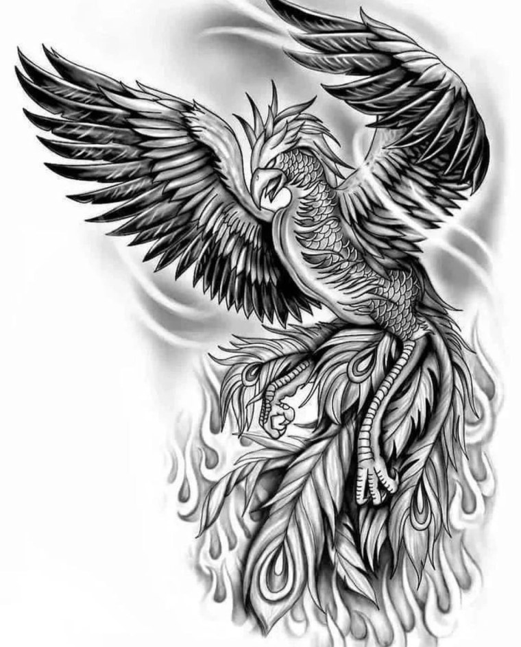 Тату эскизы трайбл Феникс