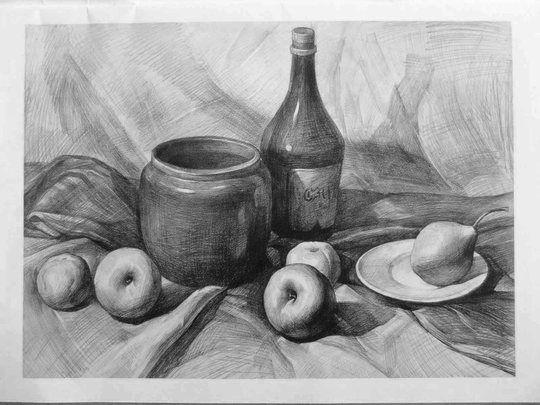 Эскиз натюрморта с вином