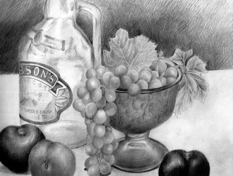 Натюрморт с фруктами карандашом