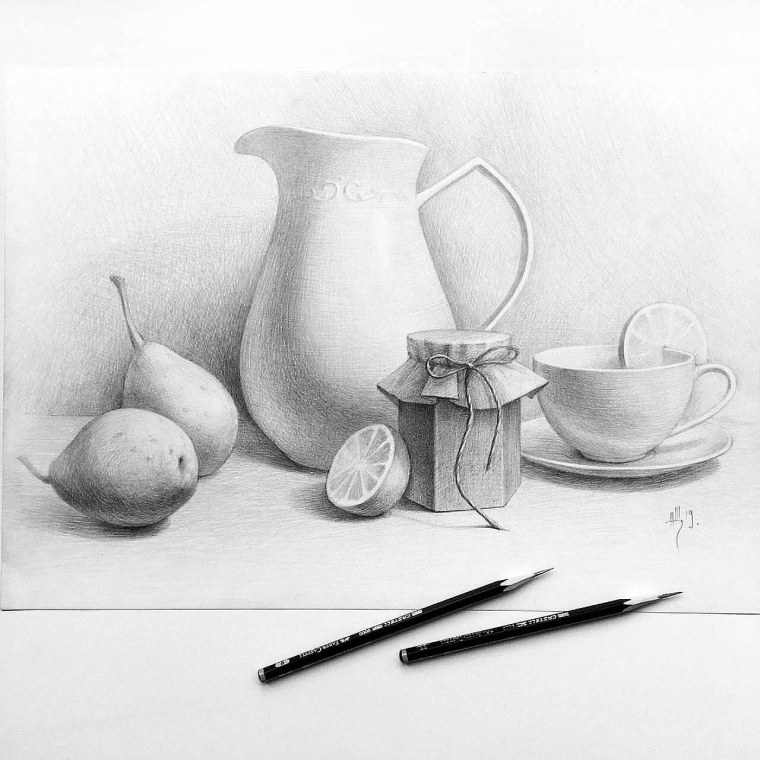 Натюрморт простым карандашом