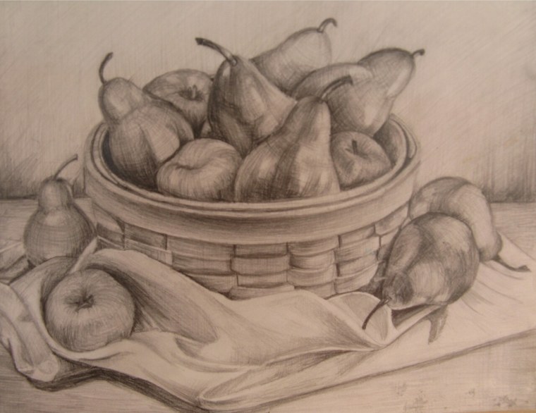 Натюрморт с фруктами раскраска