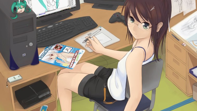 Компьютер в стиле аниме