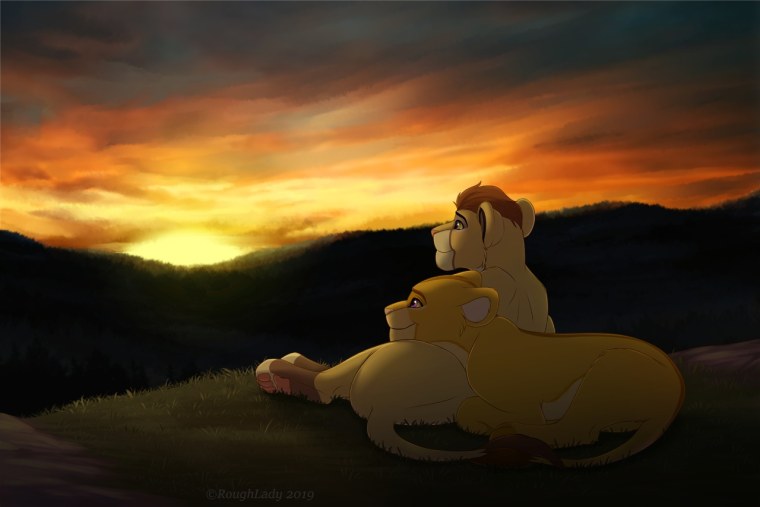 Король Лев Саванна закат тени