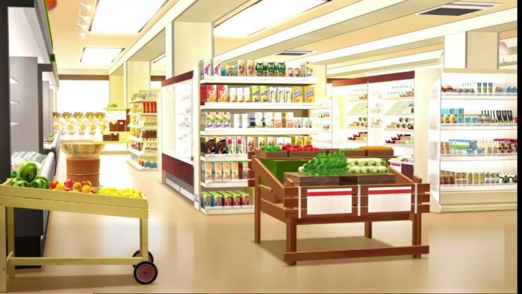 Фон магазина продуктов аниме