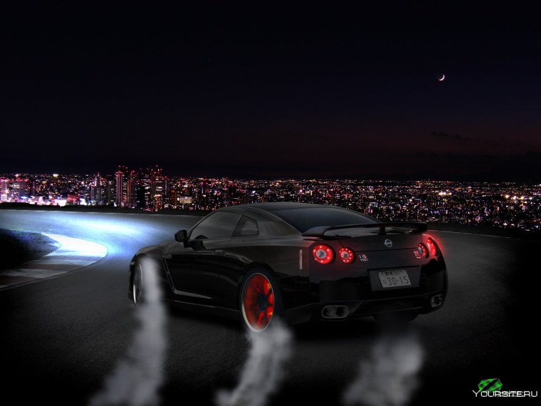 Ниссан ГТР 35 ночью