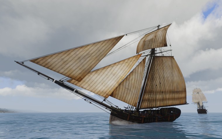 Галеры с парусами и веслами