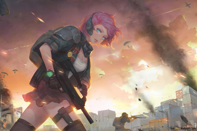 Девушка с оружием арт